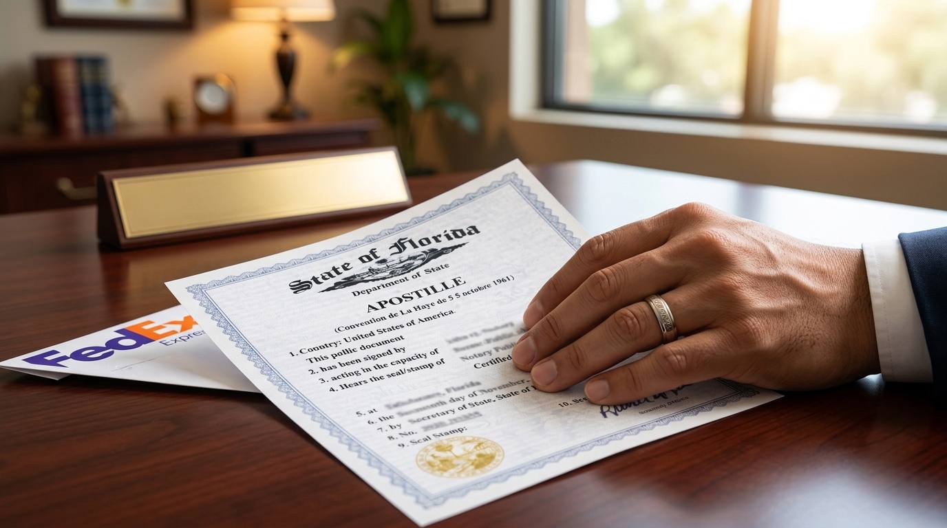 Reviewing apostille documents at our Fort Lauderdale office